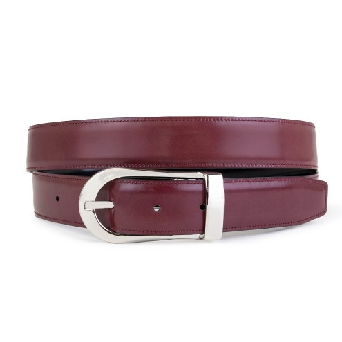 Cintura reversibile Mod.07 Bordeaux/Nero Lucido