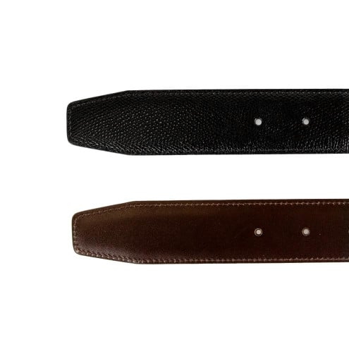 Reversible Leather Belt Embossed Black/Dark Brown