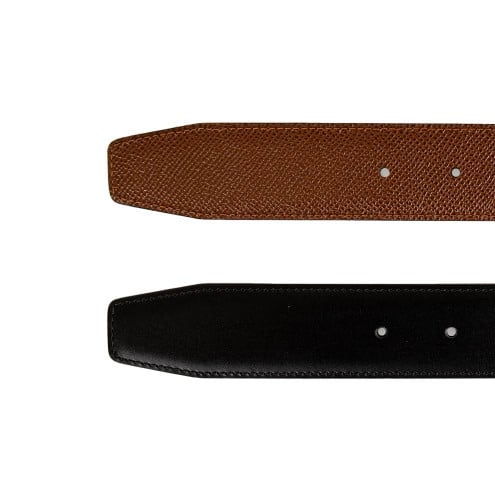 Reversible Leather Belt Embossed Cognac/Dark Brown