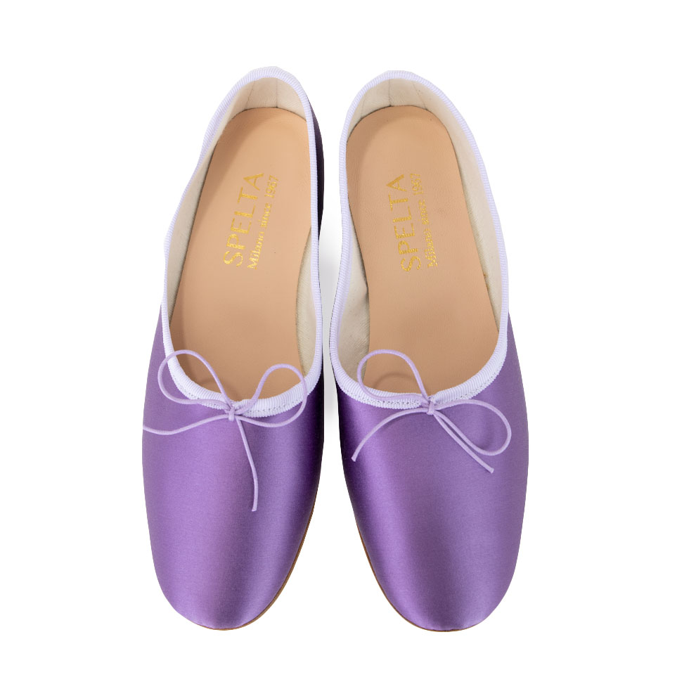 Ballet Flats High Vamp Slippers - Violet Satin