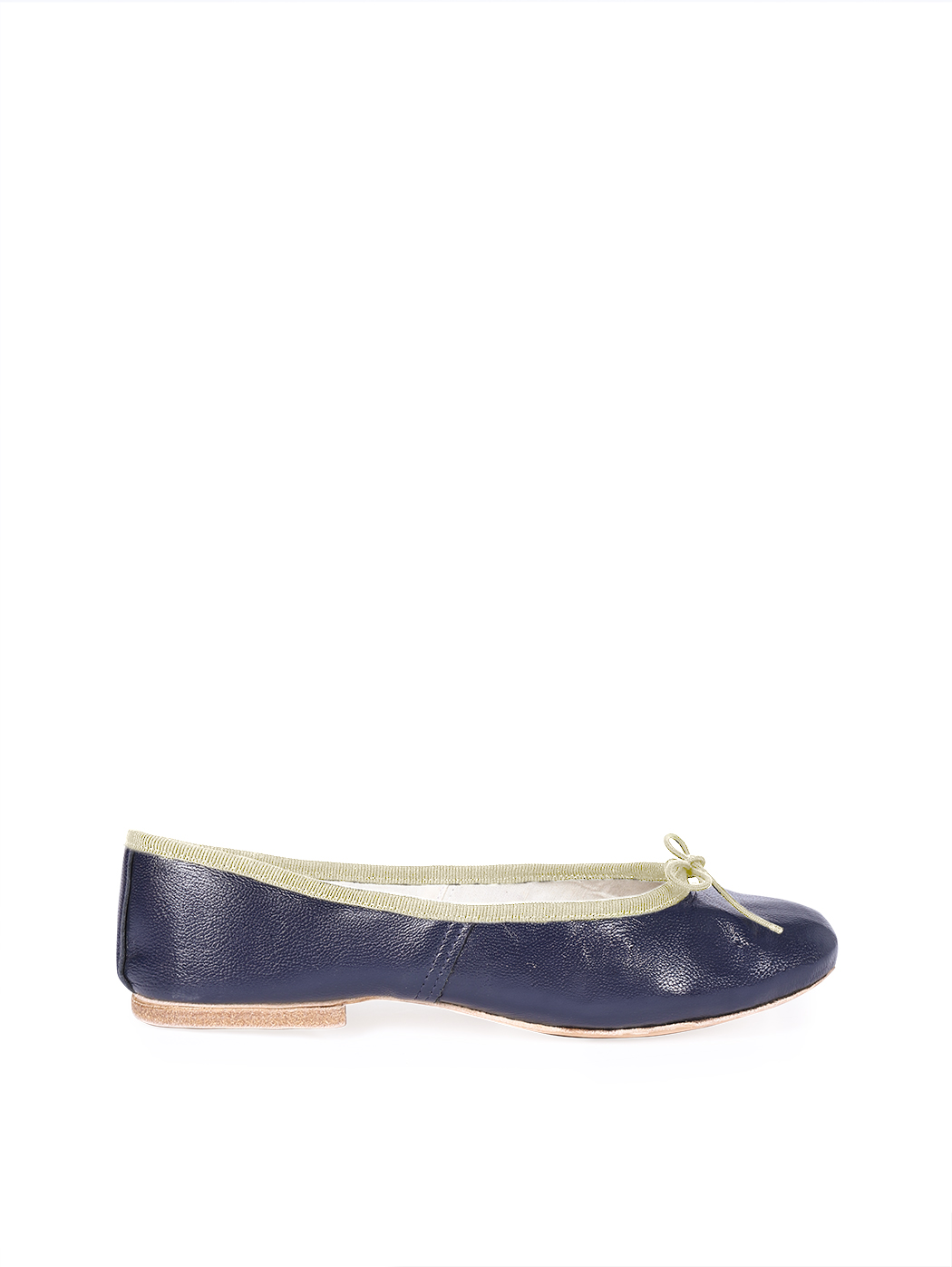 Ballet Flats Dark Blue Bone Trim