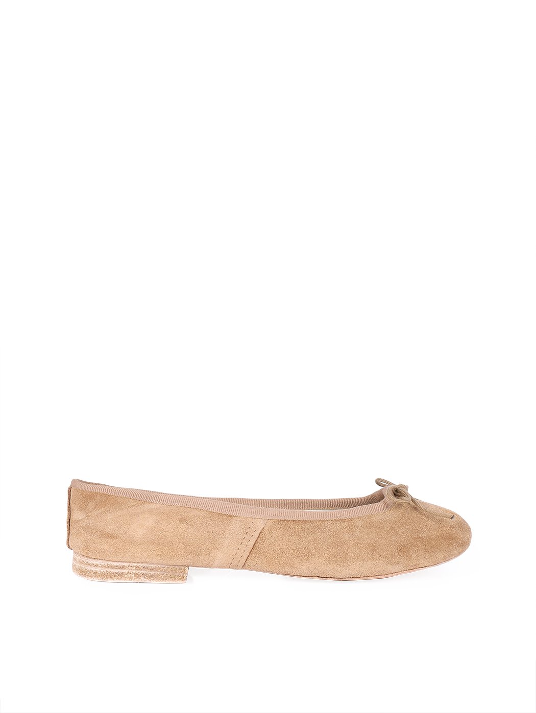 Ballet Flats Light Brown Suede Double Heel