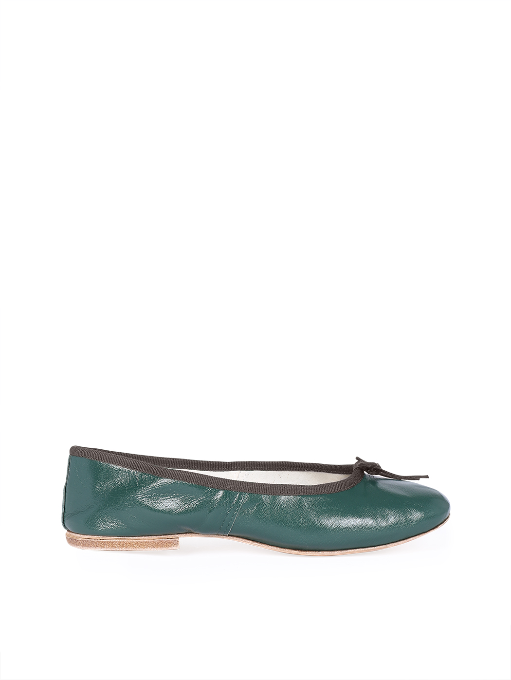 Ballet Flats Dark Green Dark Brown Trim