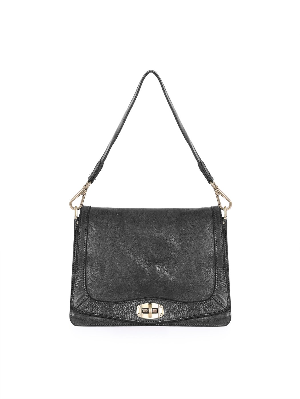 Compact Convertible Shoulder Bag Distressed Black