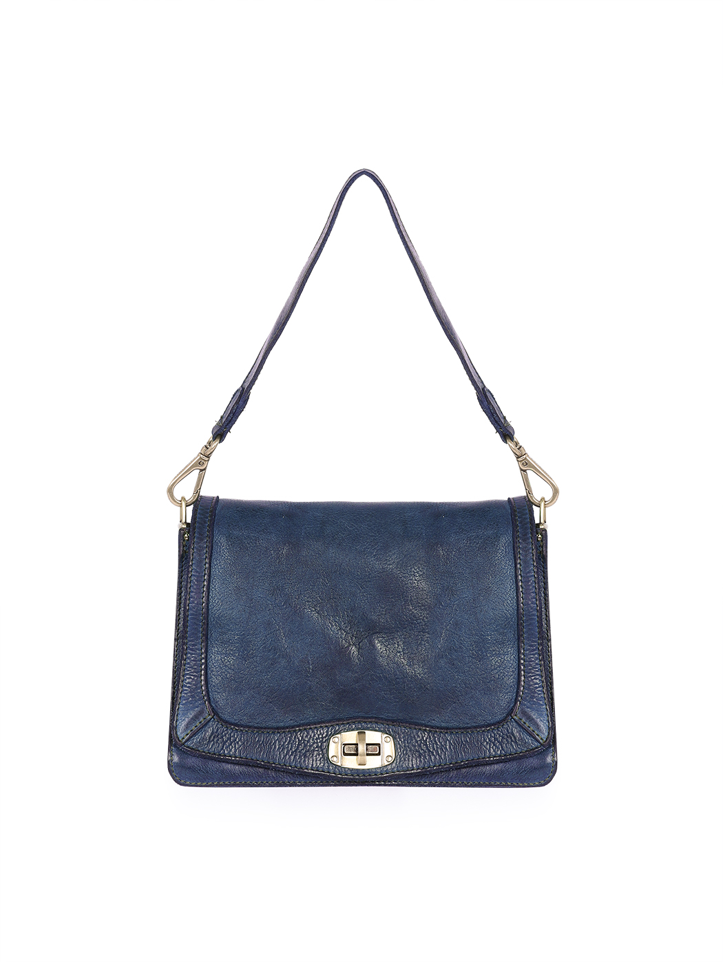 Compact Convertible Shoulder Bag Distressed Blue