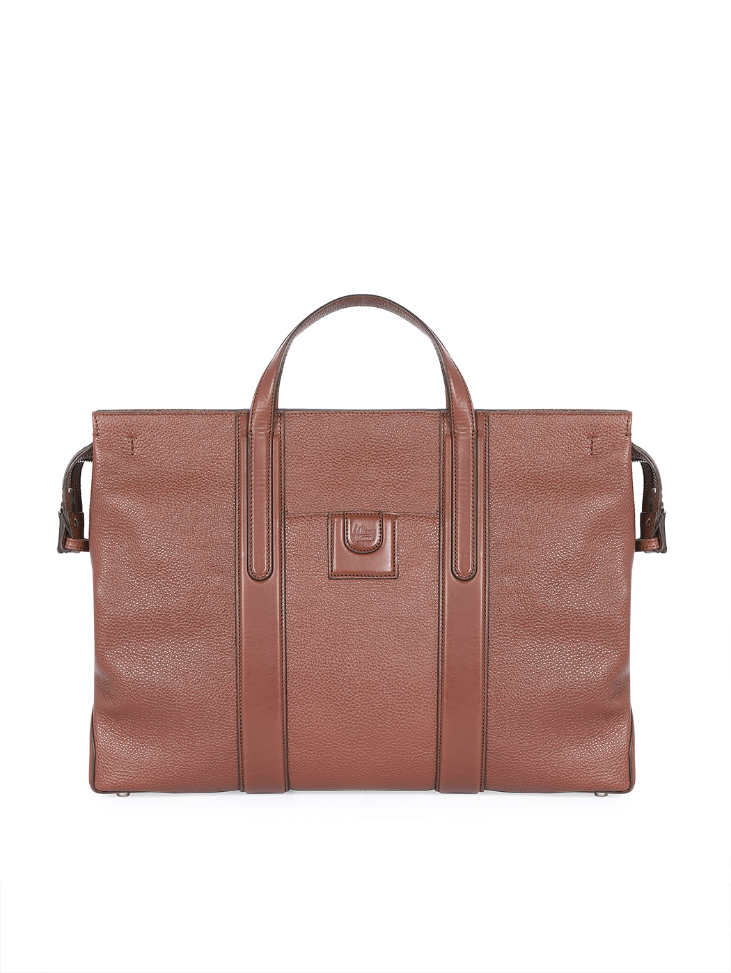 Work bag in leather and dark brown leather