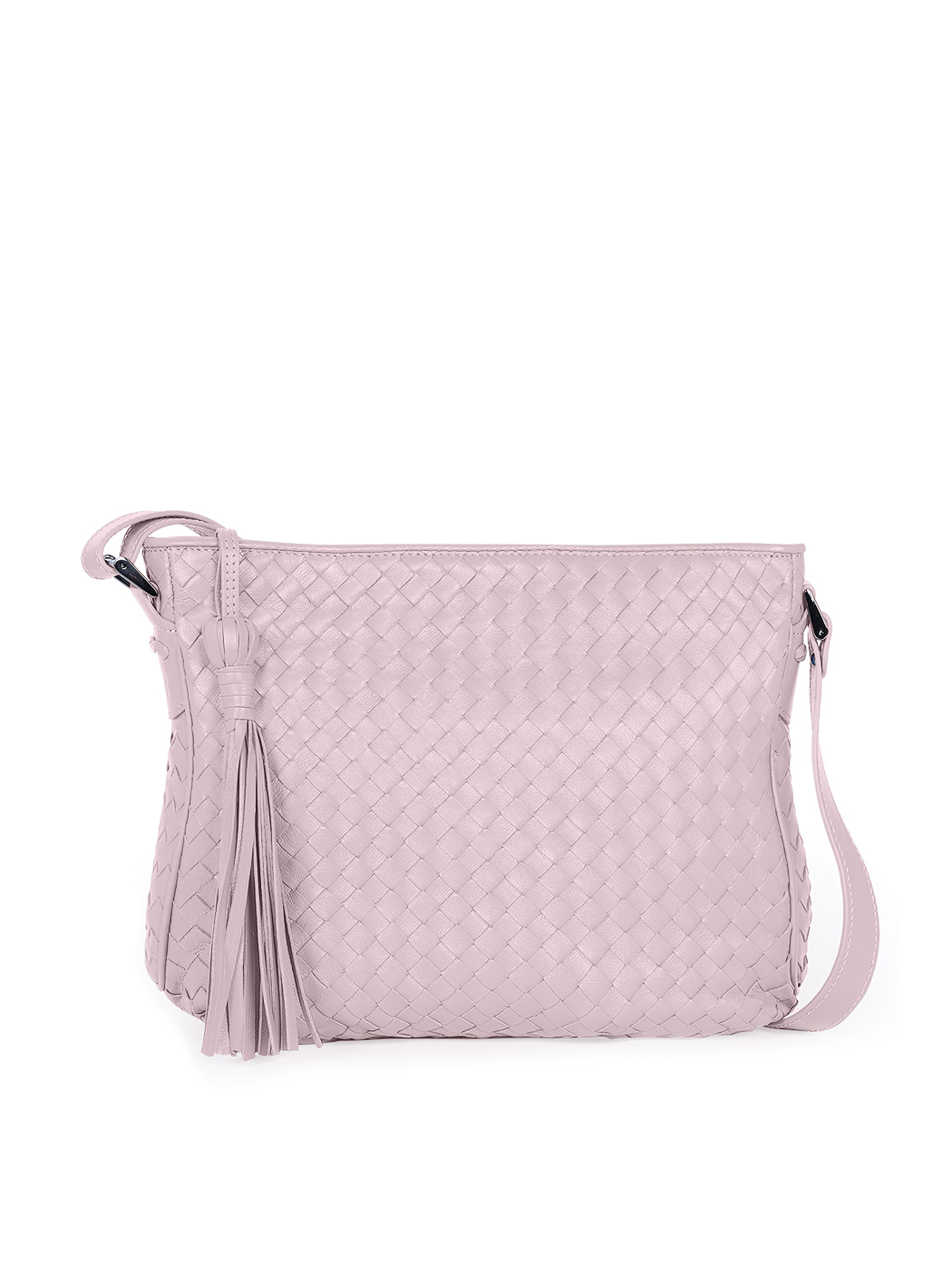 Classic Crossbody Intrecciato Weave Leather Bag Pink