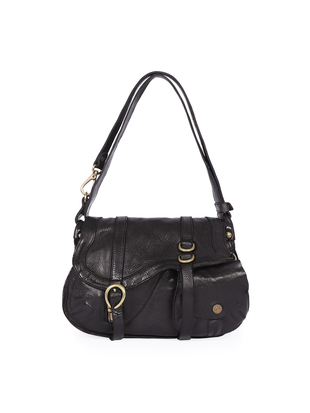 Convertible Single Strap Shoulder Bag Full Grain Black Arya