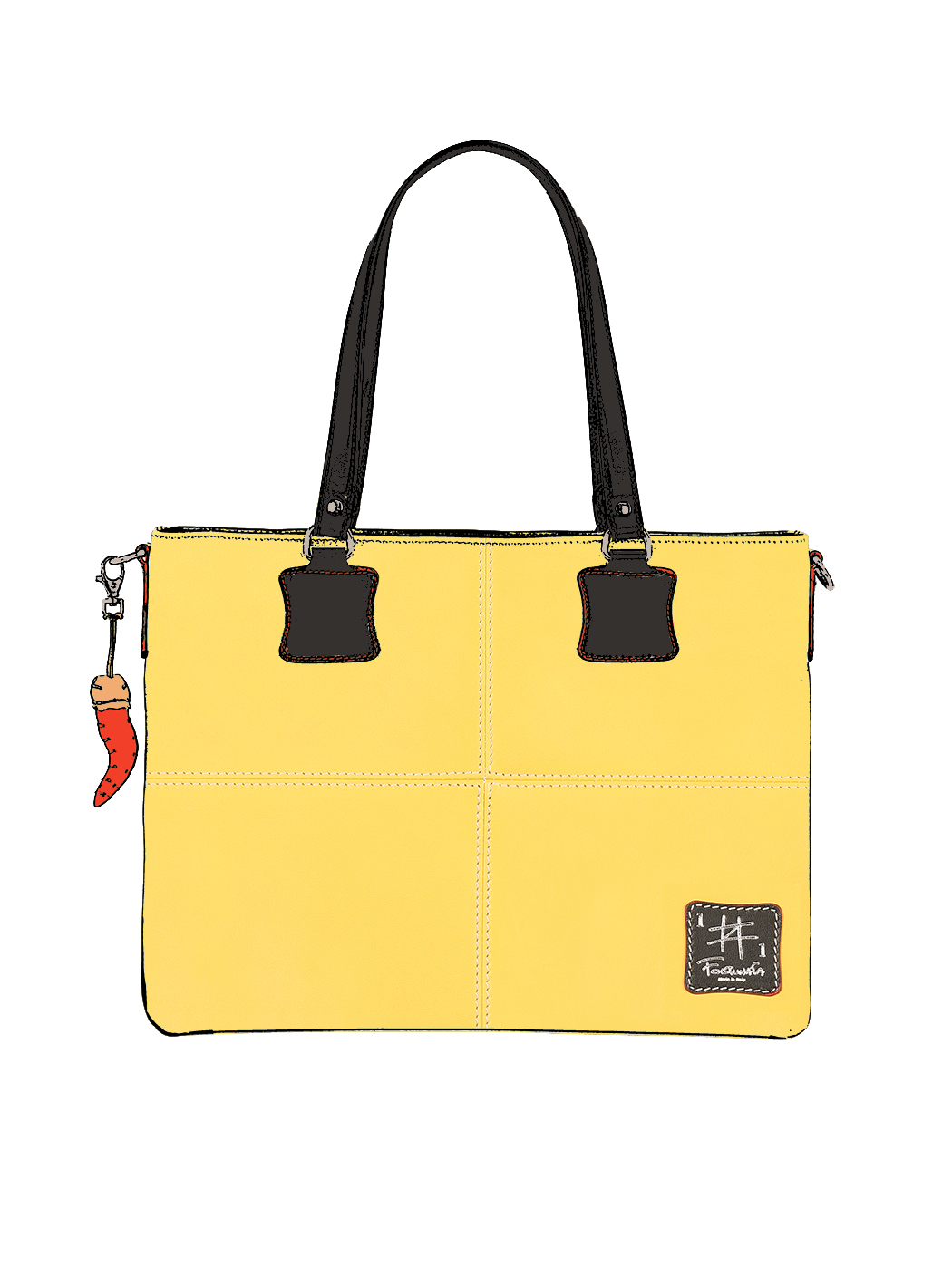 All Leather Shopper Shoulder Tote Bag - Yellow