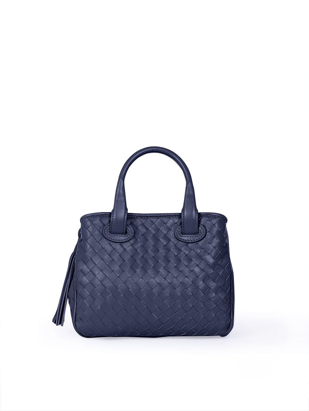 Navy Blue and Printed Smooth Leather with Sodalite Shoulder Bag |  DidemSlowMadeLeather