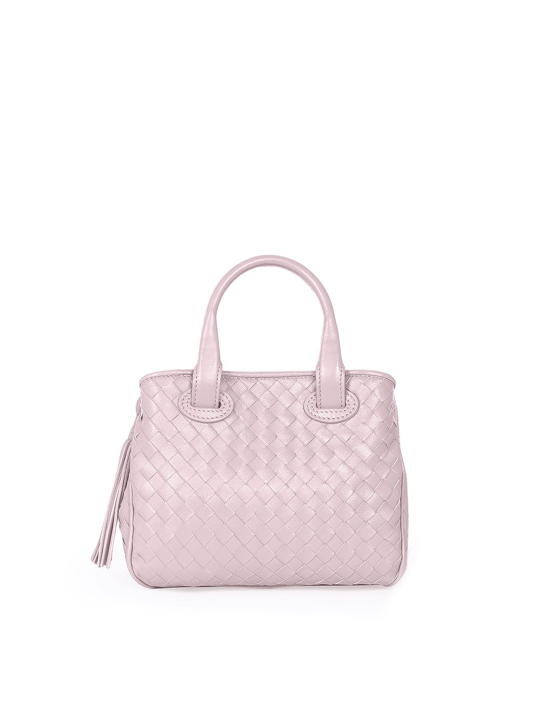 Mini Top Handle Intrecciato Weave Leather Purse Pink