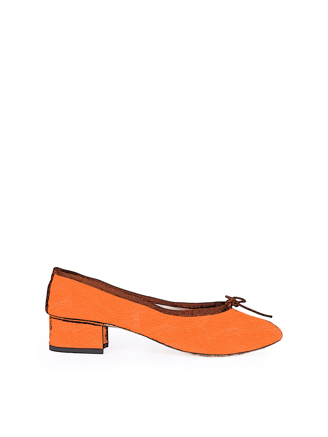 Ballet Pumps Block Heel - Orange Nappa