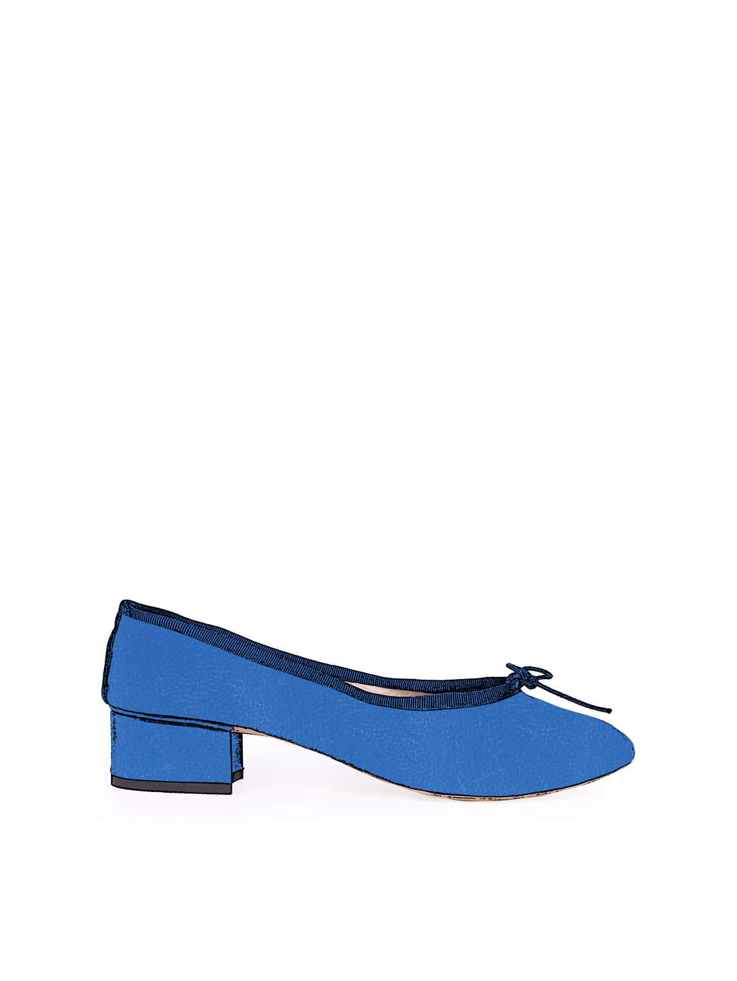 Ballet Pumps Block Heel - Royal Blue Nappa