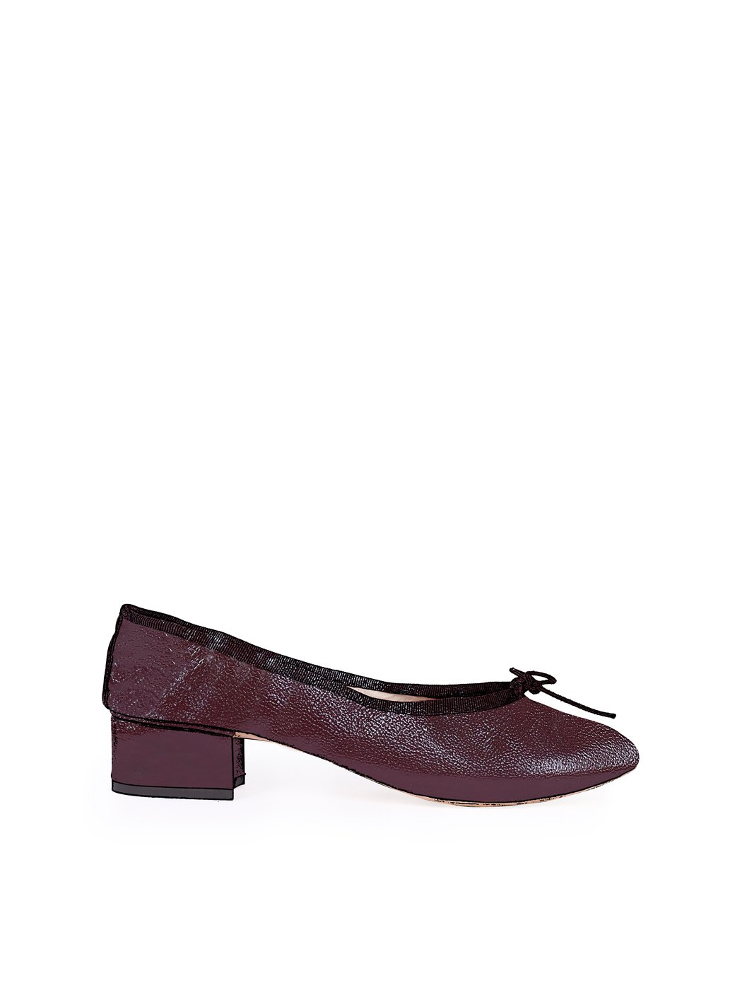 Ballet Pumps Block Heel - Bordeaux Oxblood Nappa