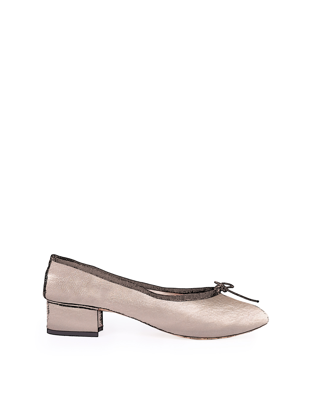 Ballet Pumps Block Heel - Bronze Metallic Nappa