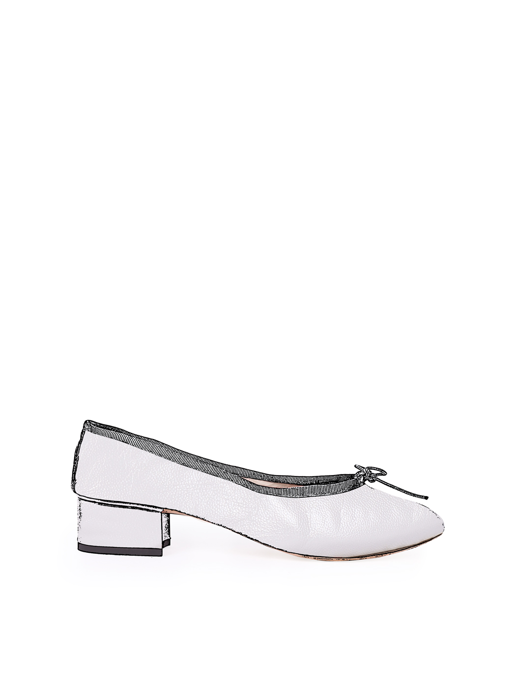 Ballet Pumps Block Heel - Light Grey Nappa