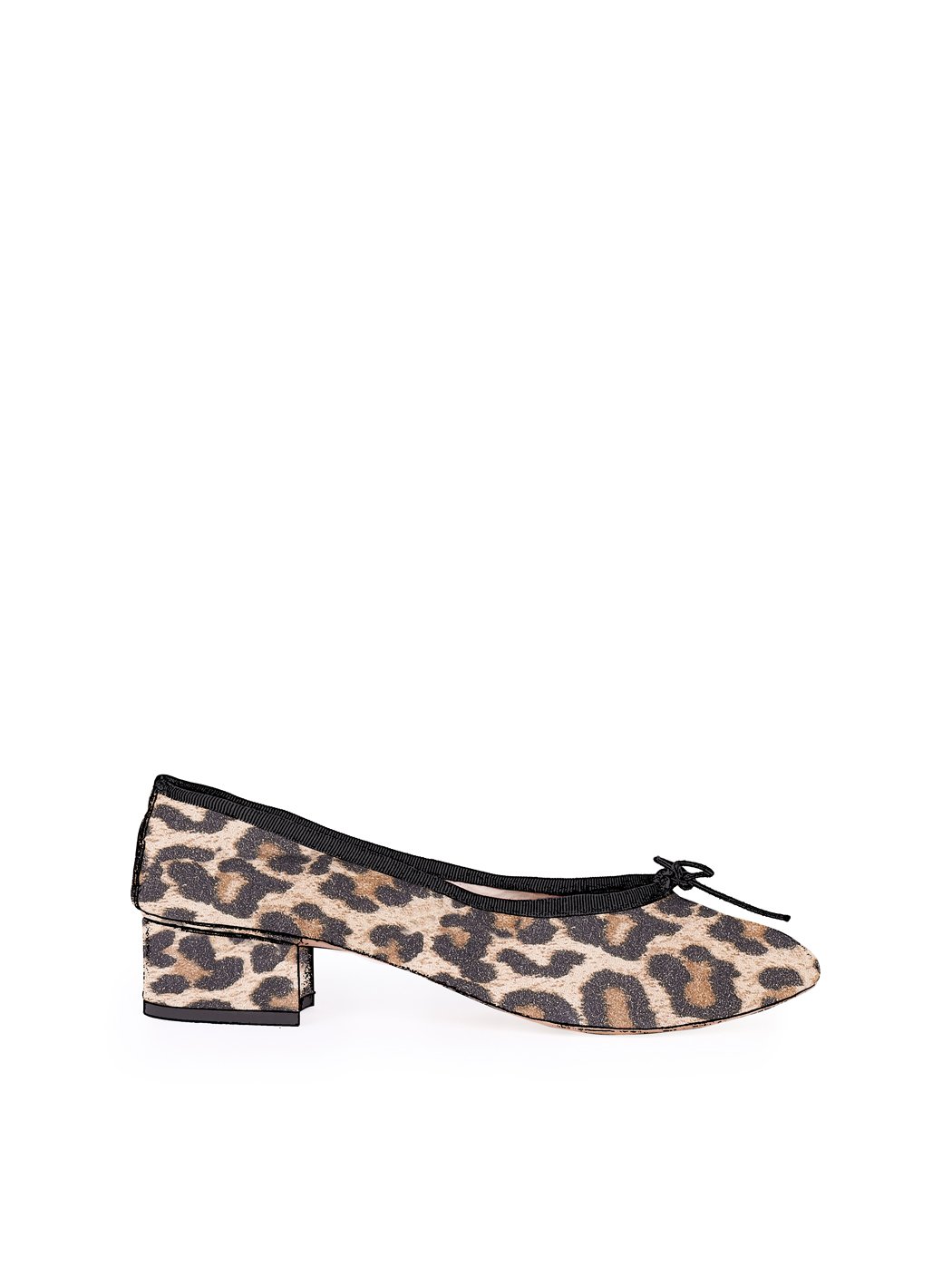 Ballet Pumps Block Heel - Leopard Suede