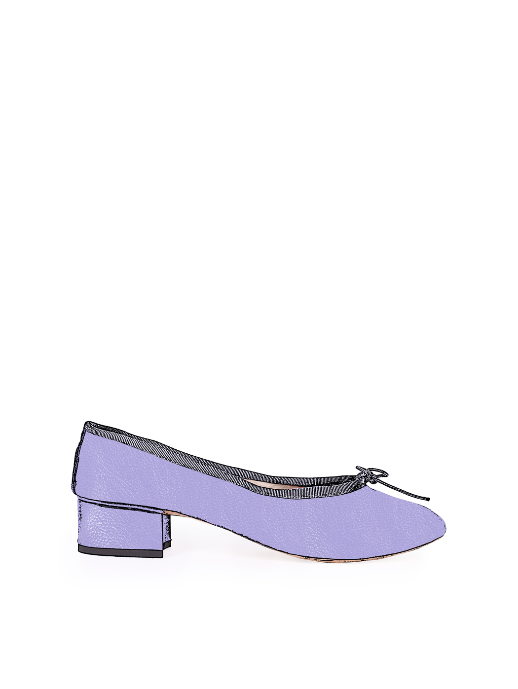 Ballet Pumps Block Heel - Light Purple Nappa