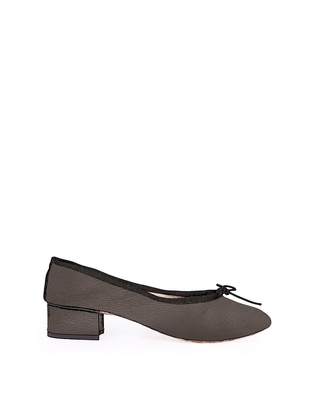 Ballet Pumps Block Heel - Dark Brown Nappa