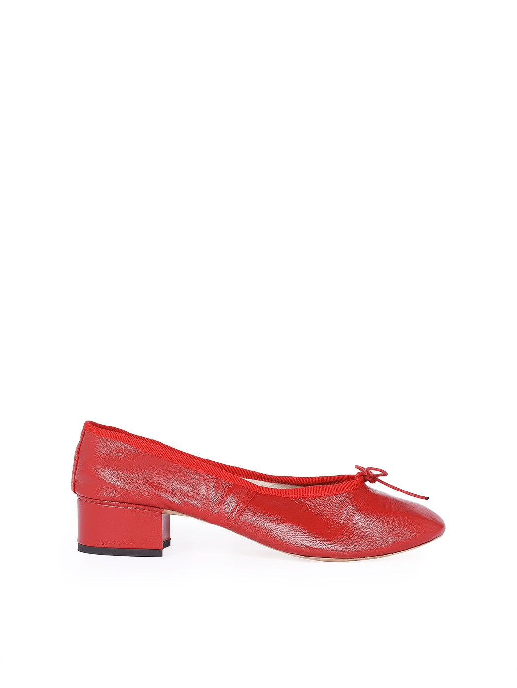 Ballet Pumps Block Heel - Red Nappa