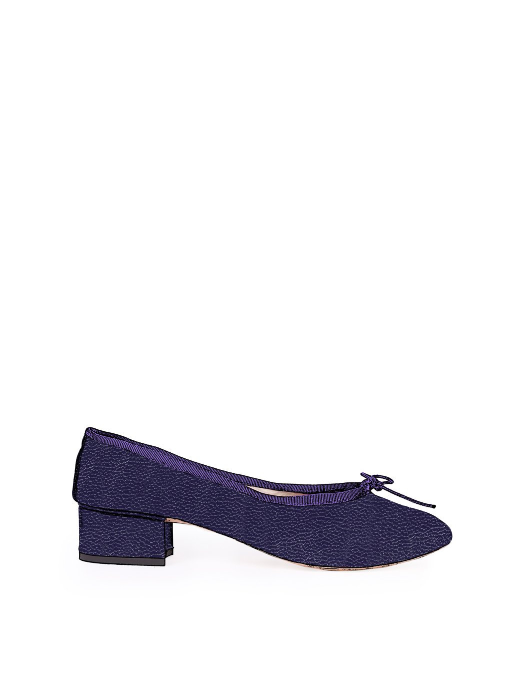 Ballet Pumps Block Heel - Dark Purple Nappa