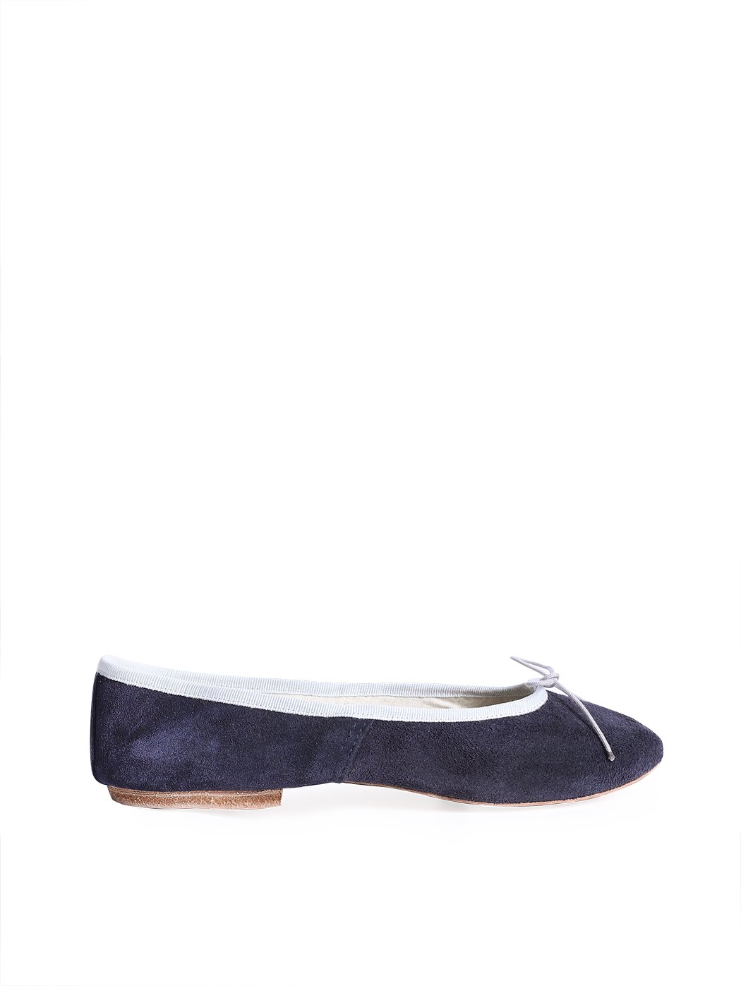 Ballet Flats Dark Blue Suede Silver Trim