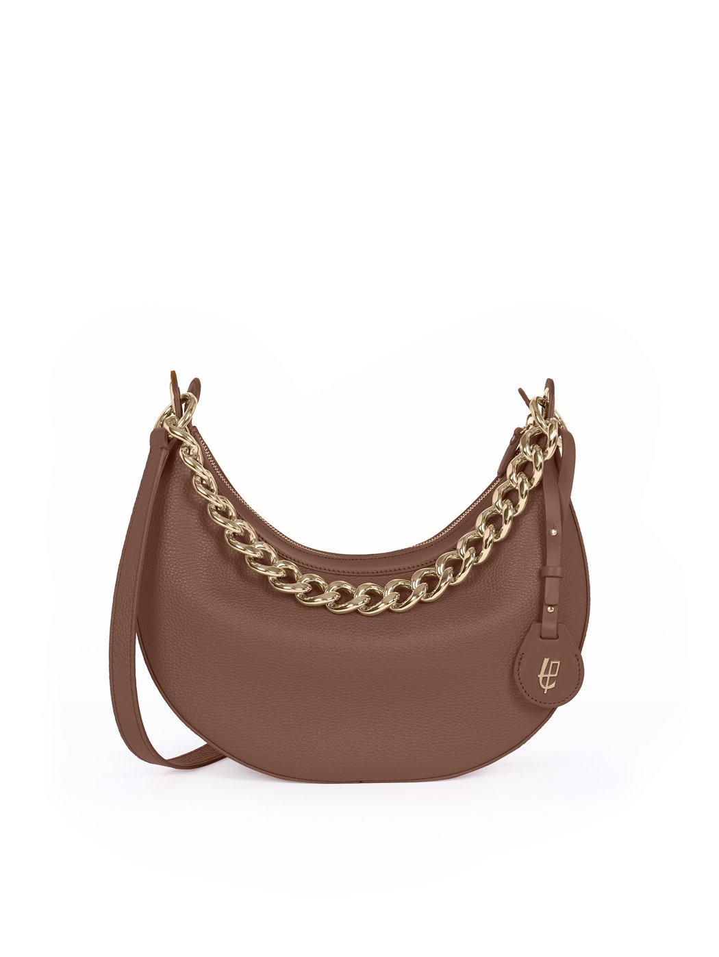 Crescent Hobo Shoulder Chain Bag Clara Dark Brown