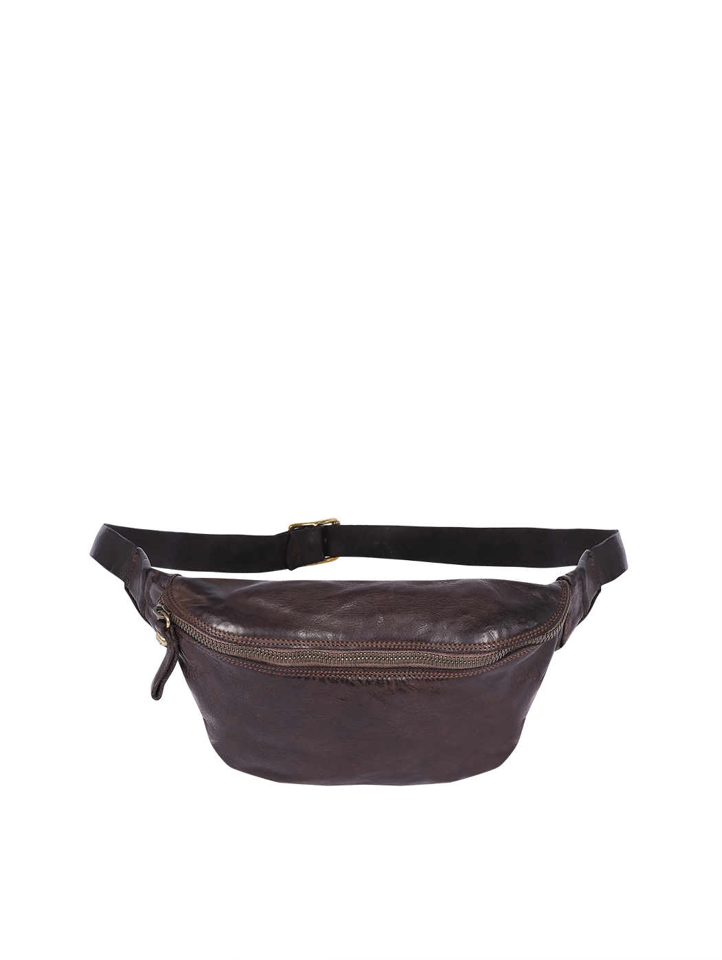 Distressed Leather Sling and Belt Bag Dark brown