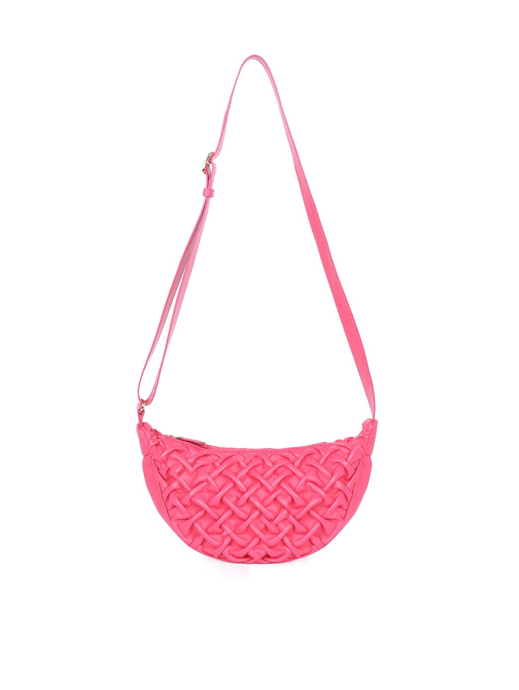 Midi Crescent Moon Smocked Weave Crossbody Red