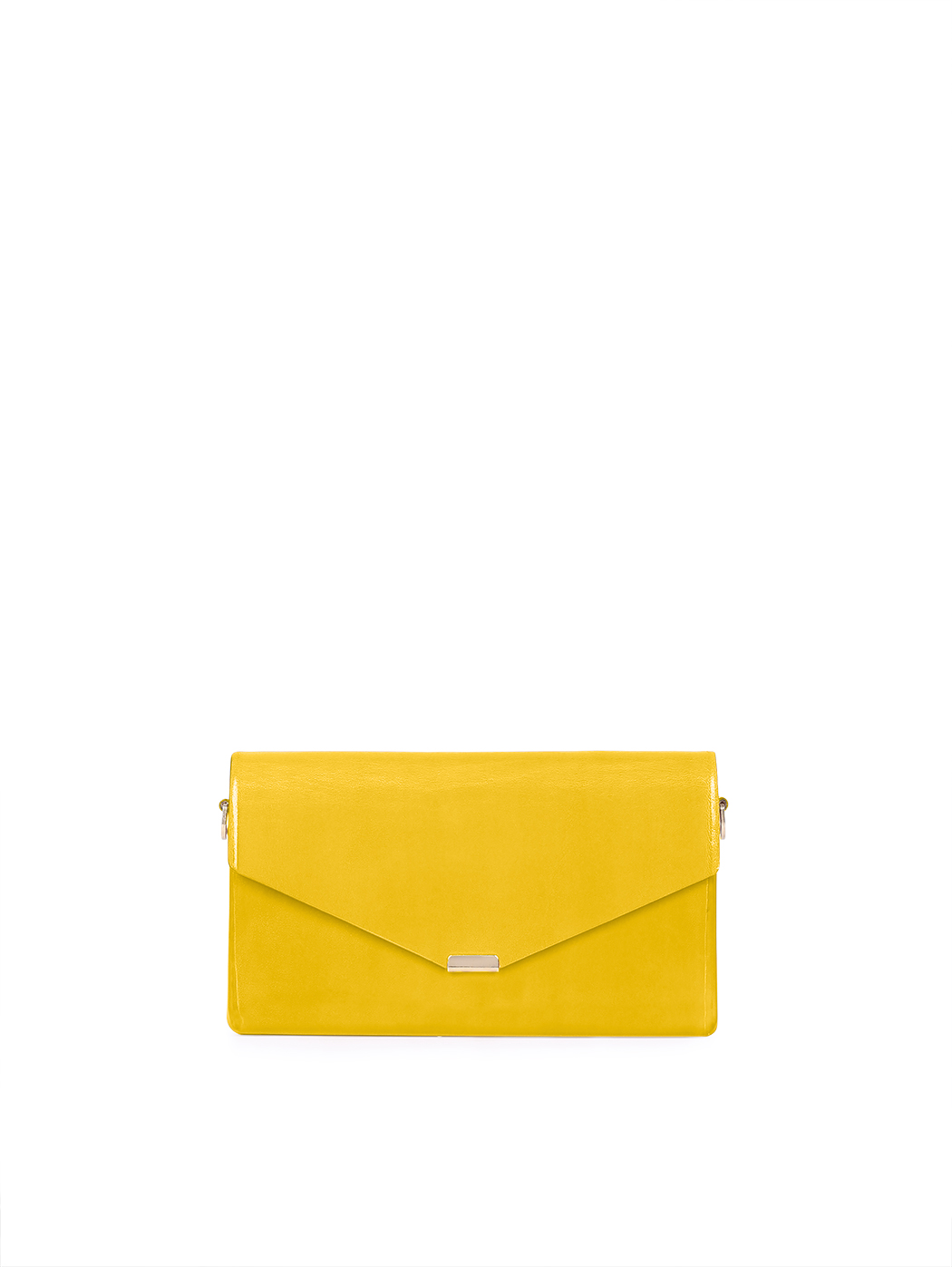Envelope Pochette Wallet with Chain Leather Yellow