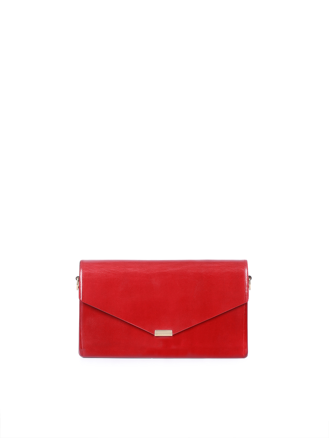 Envelope Pochette Wallet wtih Chain Leather Red