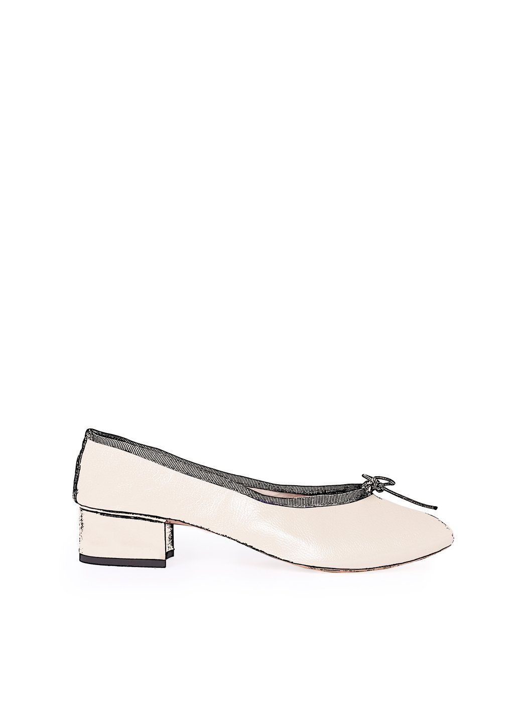 Ballet Pumps Block Heel - Bone Nappa