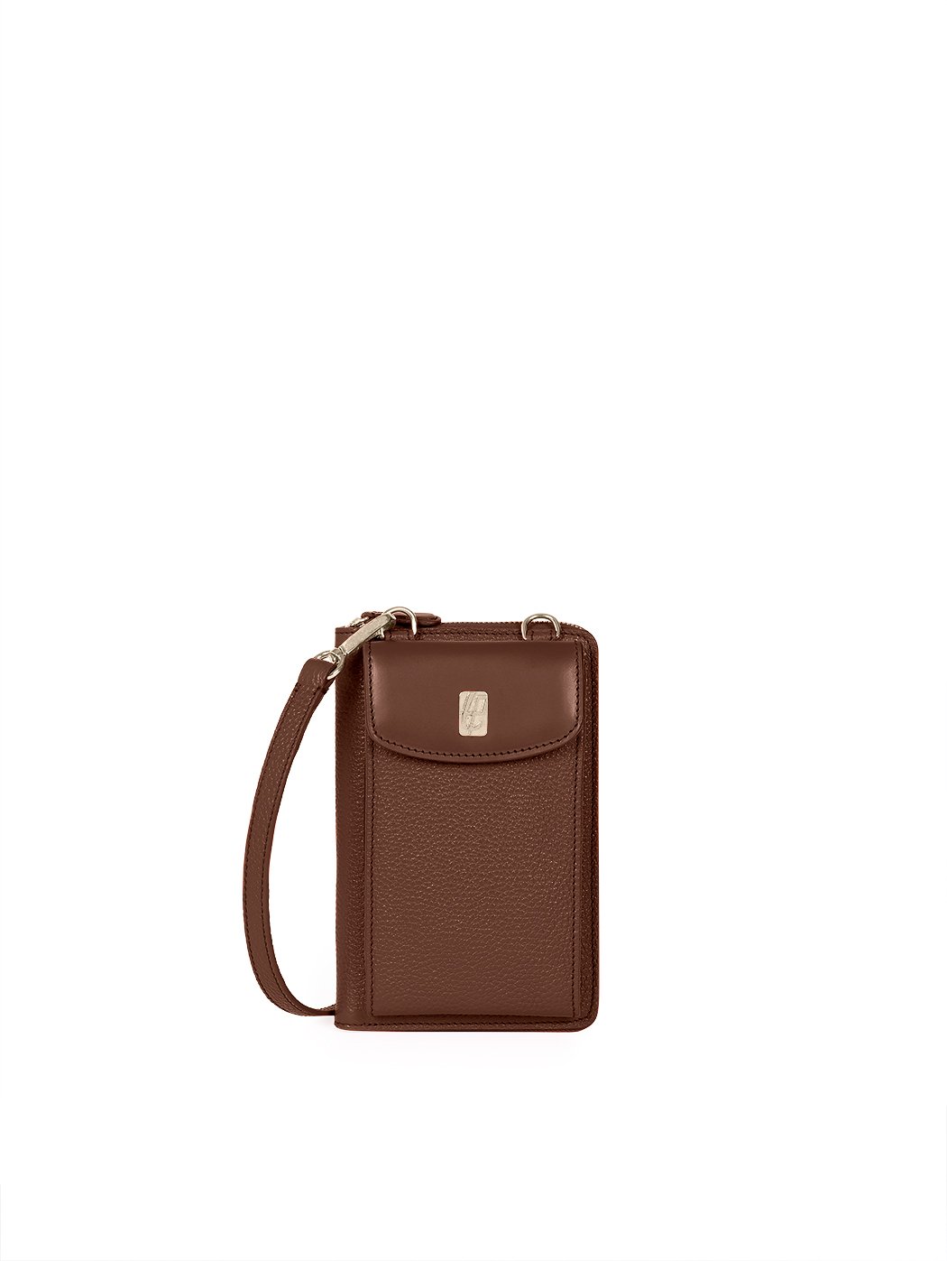 Crossbody Phone Wallet Bag Leather Dark Brown