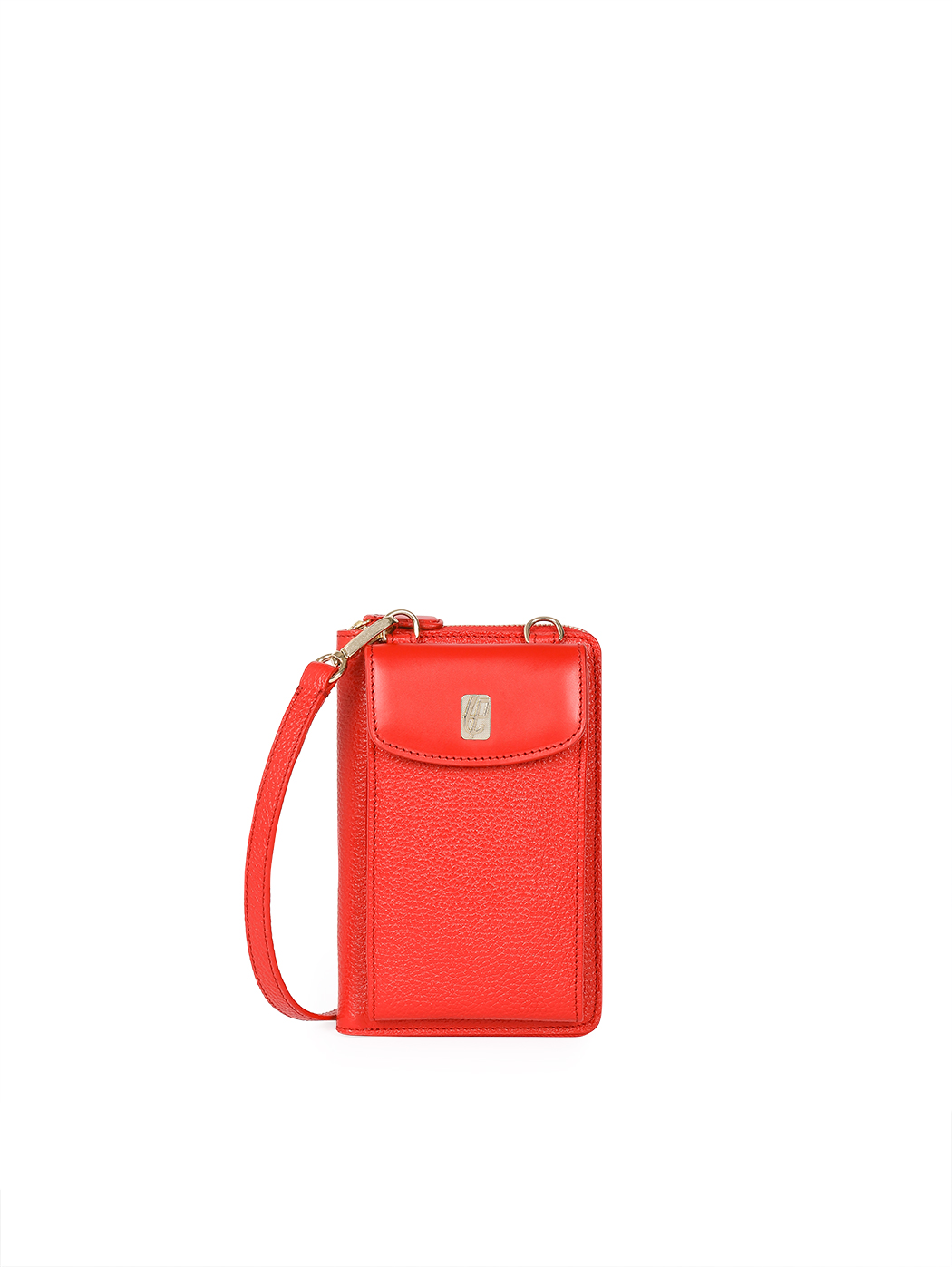 Crossbody Phone Wallet Bag Leather Rose Red