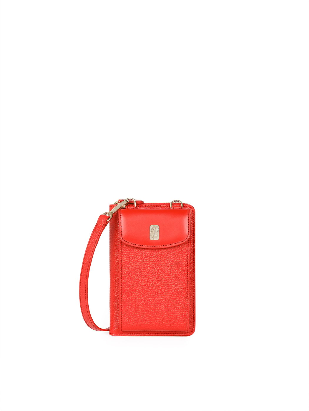 Crossbody Phone Wallet Bag Leather Rose Red