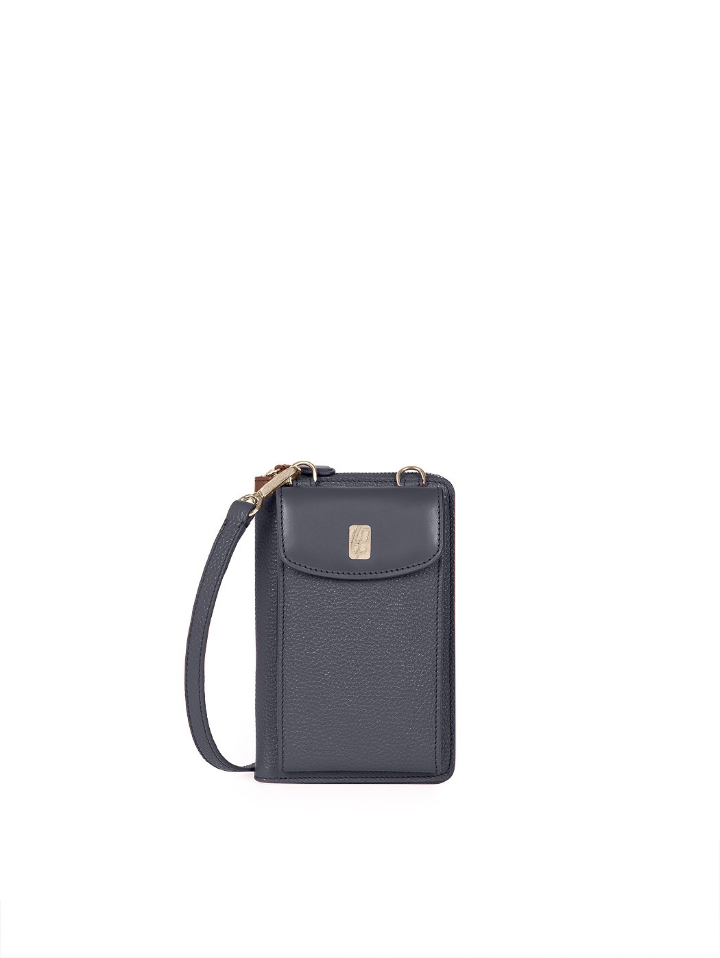 Crossbody Phone Wallet Bag Leather Navy Blue