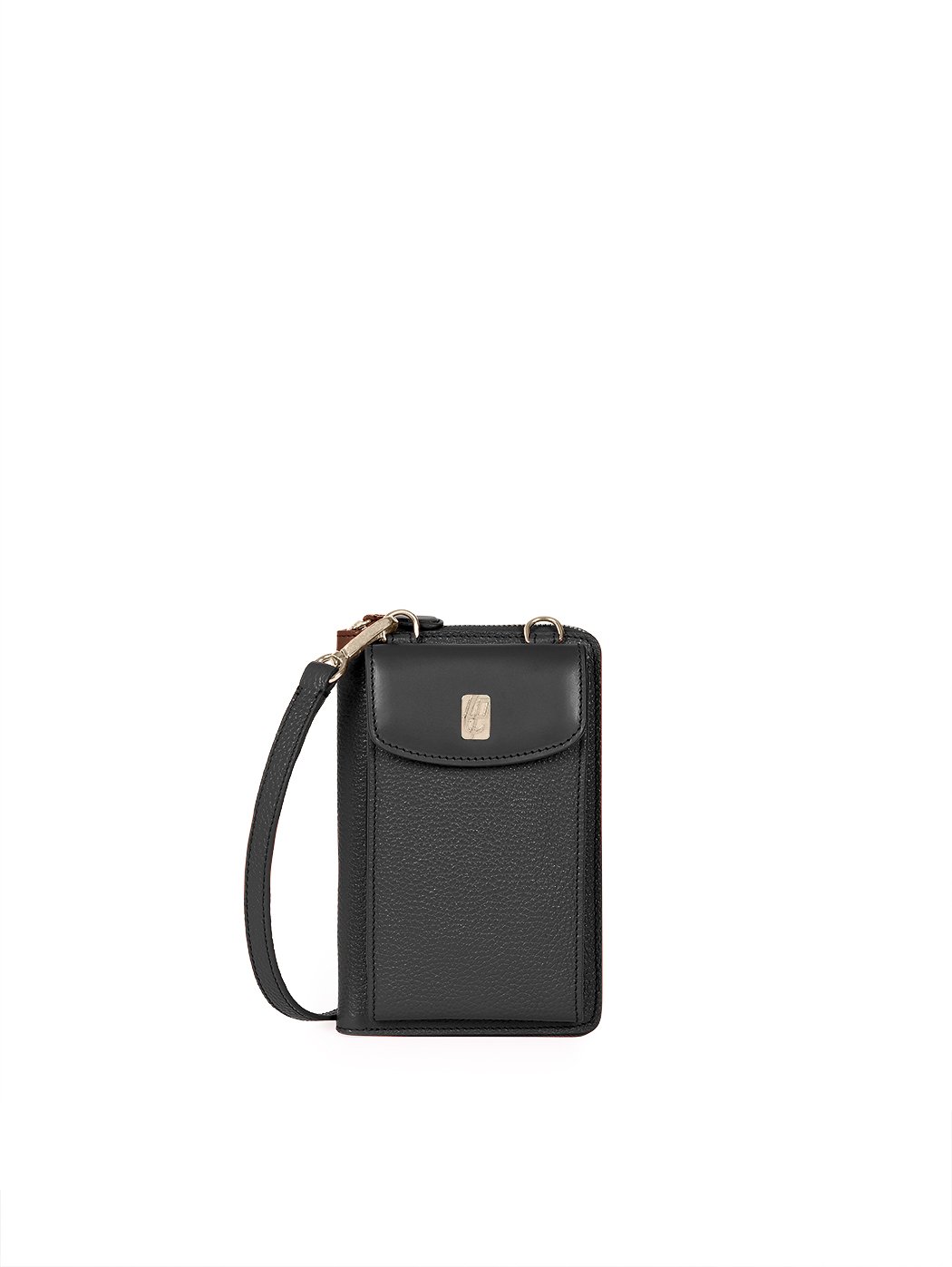 Crossbody Phone Wallet Bag Leather Jet Black