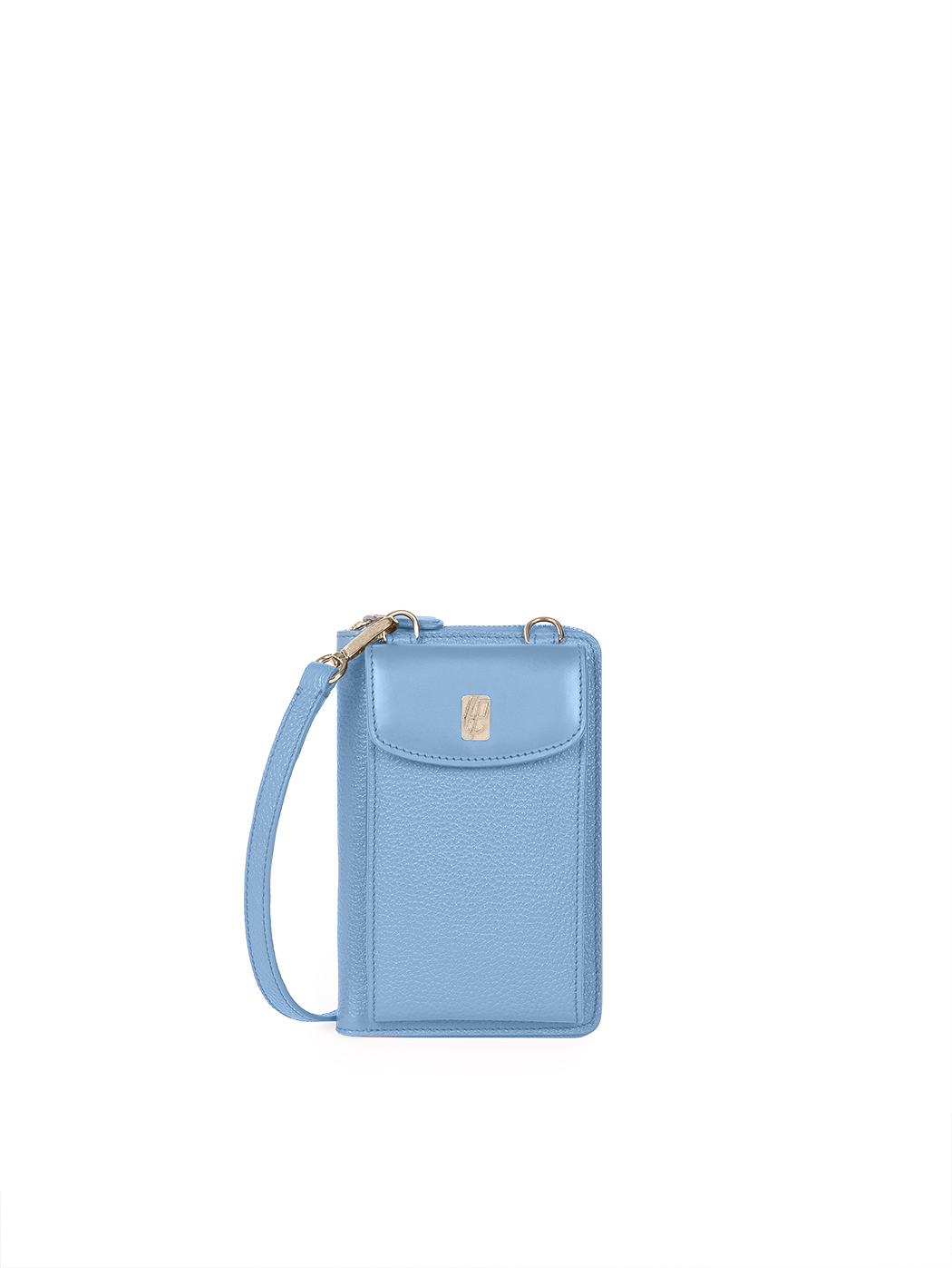 Crossbody Phone Wallet Bag Leather Sky Blue