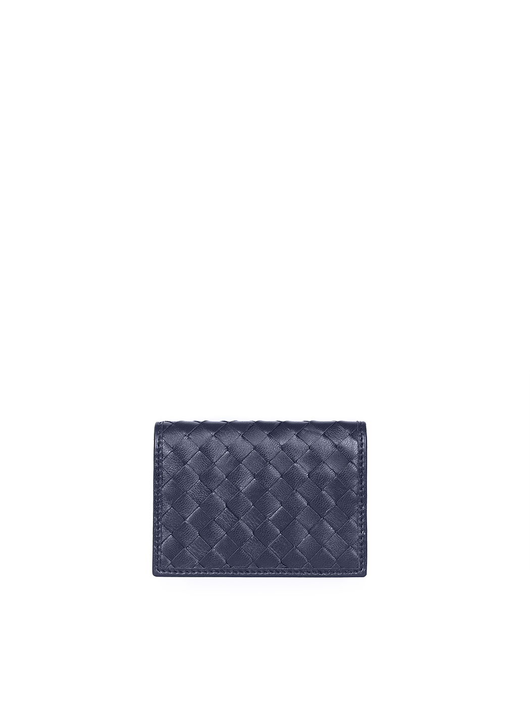 Pocket-size Bifold Card Case Woven Leather Blue