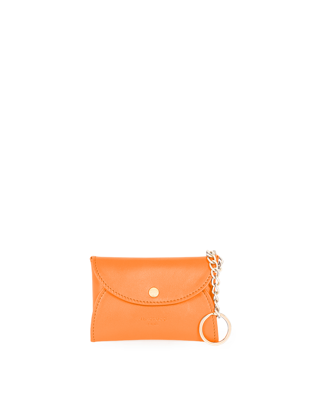 Mini Leather Keychain Coin Pouch Orange