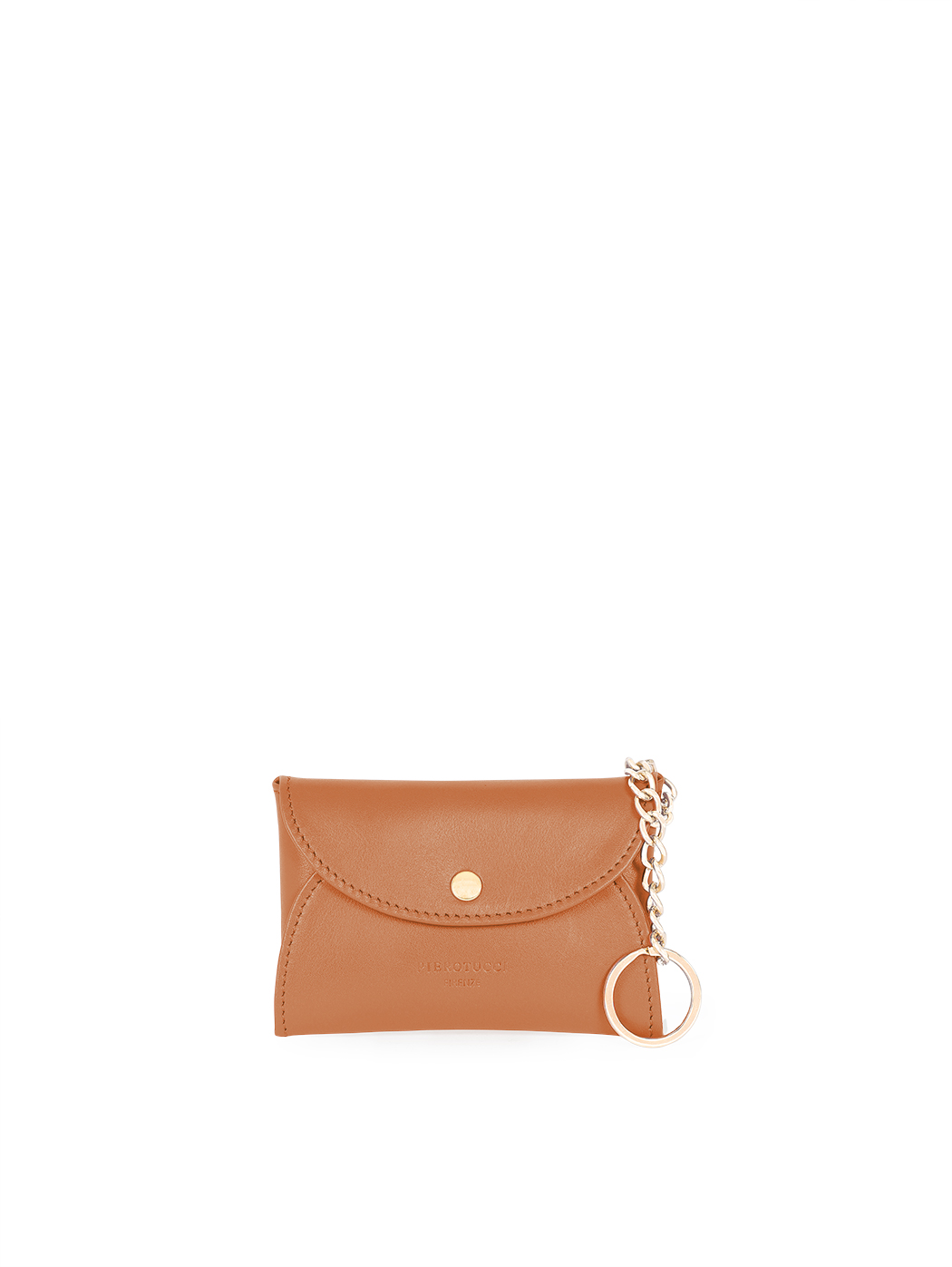 Mini Leather Keychain Coin Pouch Cuoio Tan