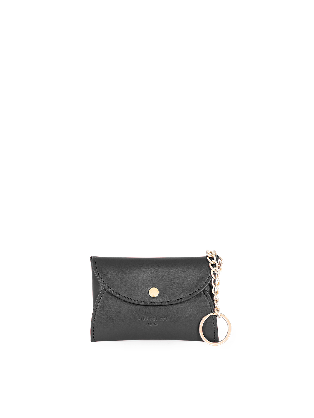 Black leather sachet key ring