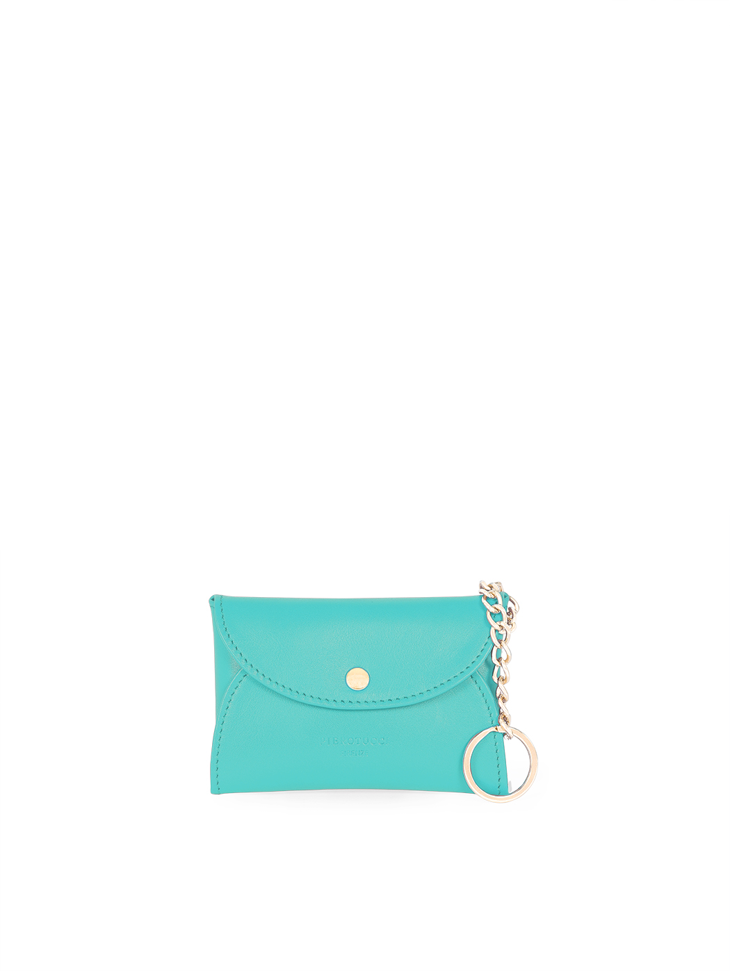 Mini Leather Keychain Coin Pouch Aqua Blue