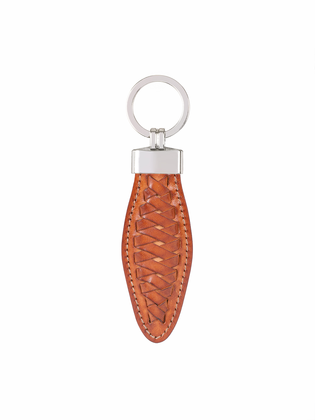 Weaved Fishtail Cuoio Leather Key Ring Tan