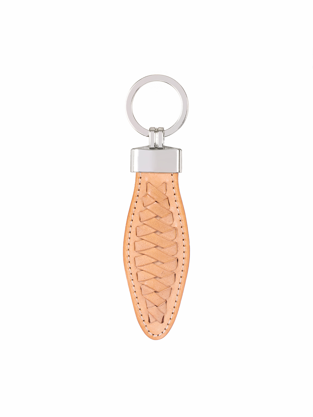 Weaved Fishtail Cuoio Leather Key Ring Natural