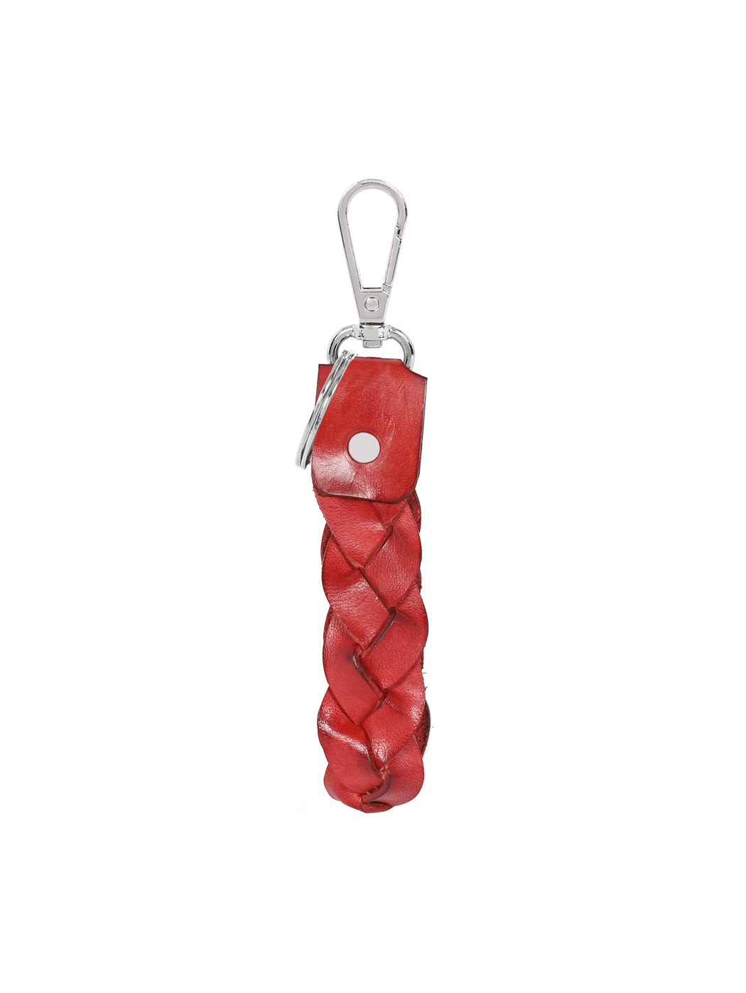 Braided Strap Cuoio Leather Key Ring Red