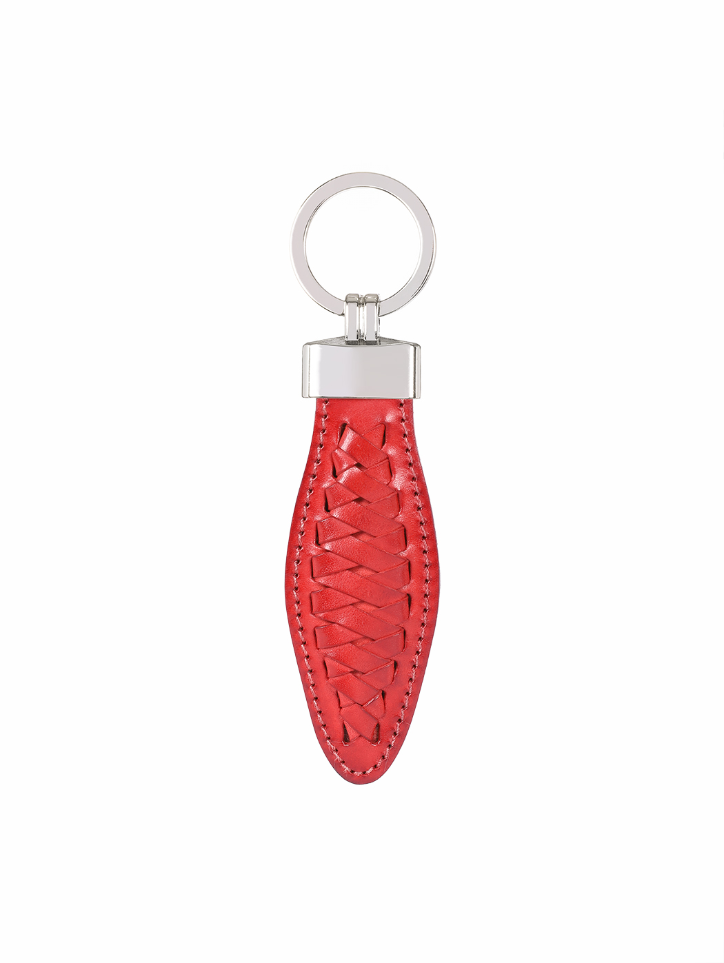 Weaved Fishtail Cuoio Leather Key Ring Red