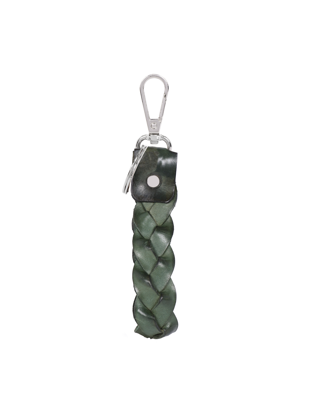 Braided Strap Cuoio Leather Key Ring Green