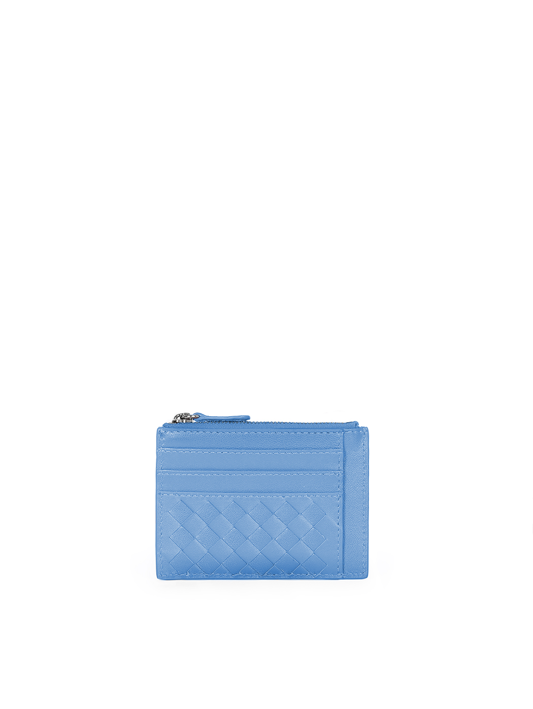 Slim Woven Card Case Zip Coin Holder Sky Blue