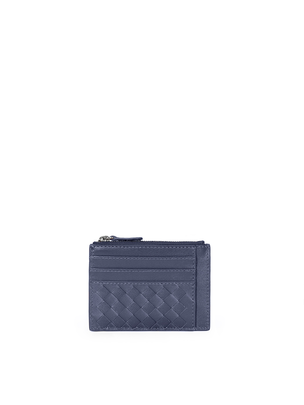 Slim Woven Card Case Zip Coin Holder Blue